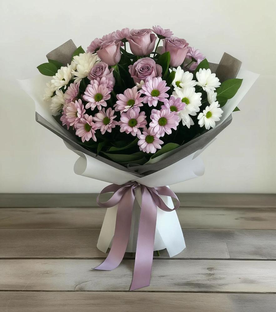 Букет цветов из: Хризантемы и Розы в Алексеевске