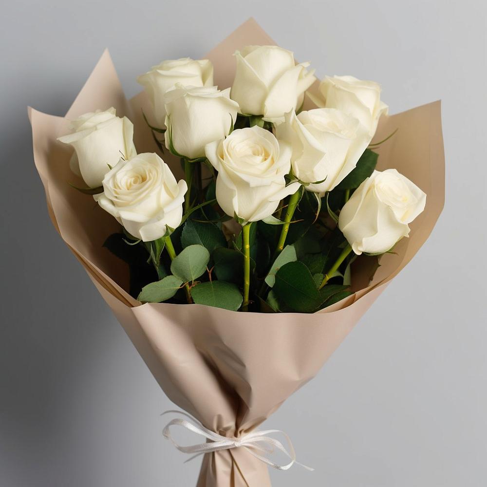 Букет 9 Белых роз Эдлесс Лав в Алексеевске