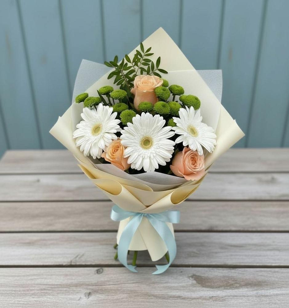 Букет цветов из: Герберы, Розы и Хризантемы в Алексеевске