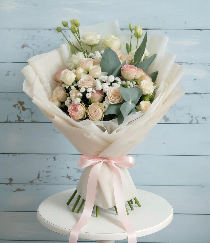 Букет цветов из: Розы и Лизиантусы в Алексеевске