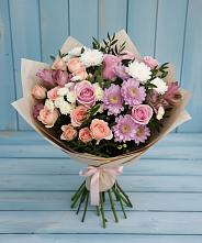 Букет цветов из:  Хризантемы, Розы и Альстромерии в Алексеевске