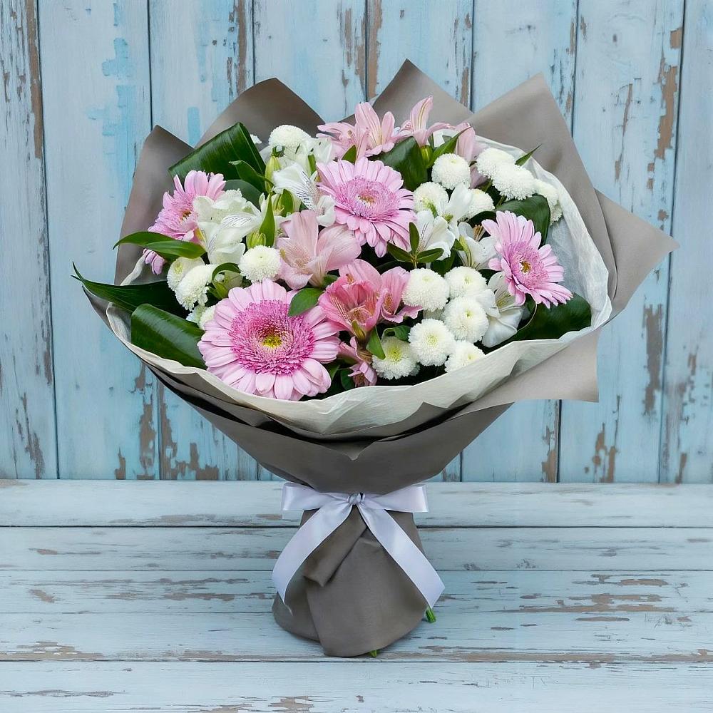 Букет цветов из: Герберы, Альстромерии и Хризантемы в Алексеевске